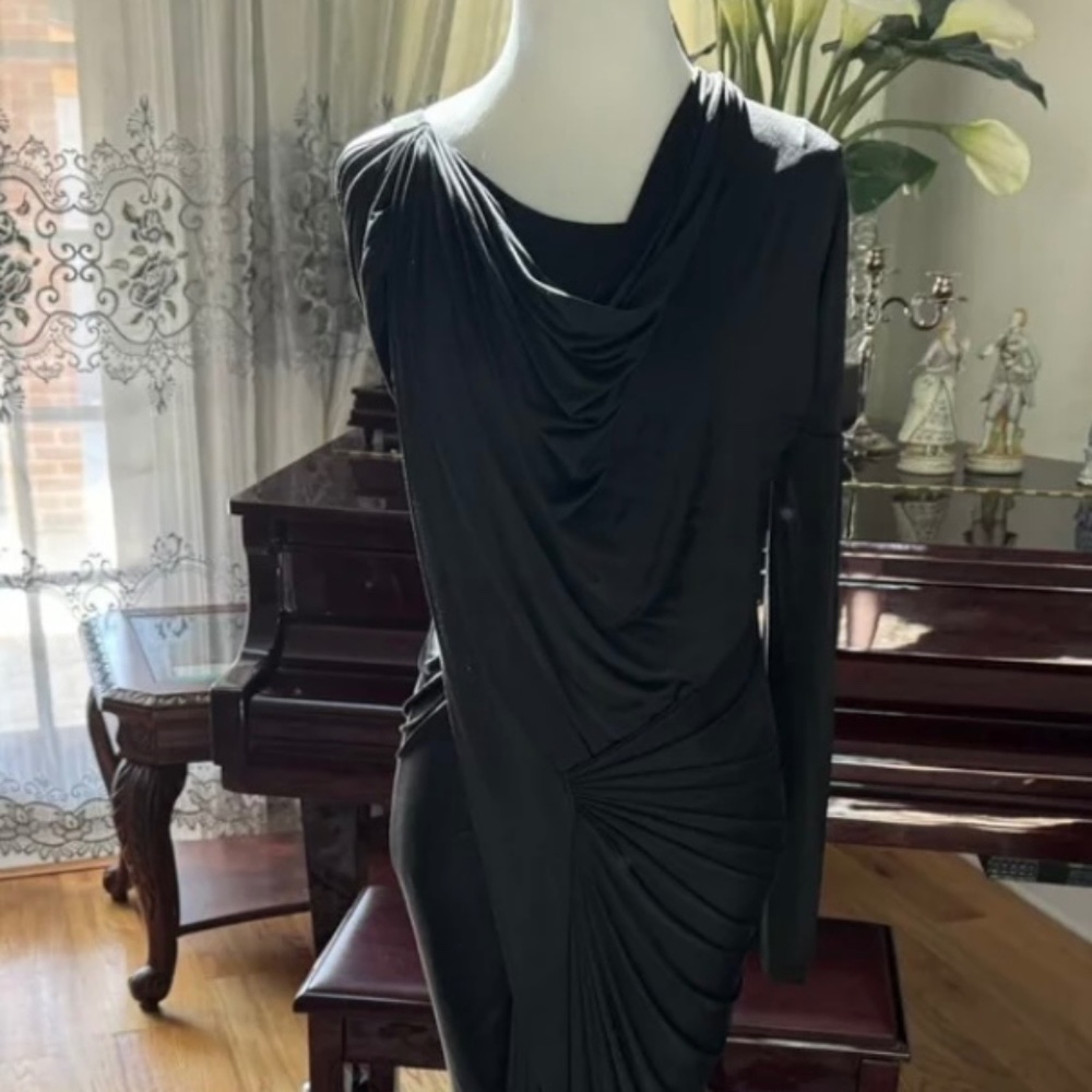 NWT ALEXANDER WANG GODDESS ONE SLEEVE BLACK SLINKY KNIT SZ 2 NEW
